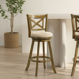 Kodi - Modern Farmhouse Swivel Wood Bar Height Kitchen Bar Stool