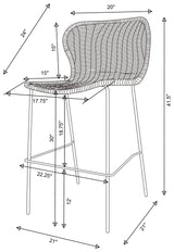 McKinley Faux Rattan Metal Bar Chair Brown (Set of 2)