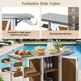 Foldable Outdoor Kitchen Island With Storage Cabinet