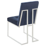 Cisco Velvet Upholstered Dining Side Chair, Blue/Chrome - Set of 2