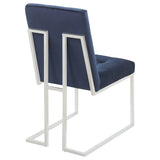 Cisco Velvet Upholstered Dining Side Chair, Blue/Chrome - Set of 2