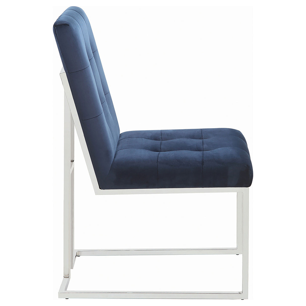 Cisco Velvet Upholstered Dining Side Chair, Blue/Chrome - Set of 2