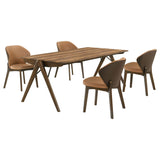 Randolph 5-Piece Dining Set - Sheesham Wood & Brown Fabric