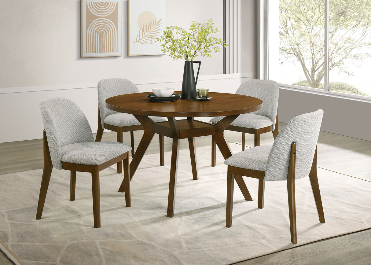 Mueller 48" Round Mindi Veneer Dining Table in Brown