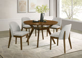 Mueller 48" Round Mindi Veneer Dining Table in Brown