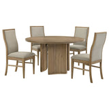 Adina 5-Piece Round Dining Table Set - Distressed Light Brown