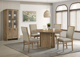 Adina 53-inch Round Wood Dining Table, Distressed Light Brown