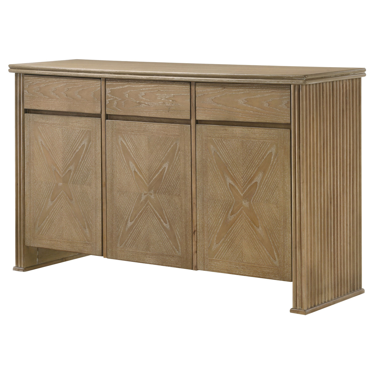 Adina 3-Door 59-Inch Sideboard in Distressed Light Brown
