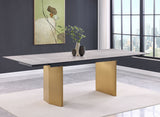 Vesa 97-Inch Glass Top Extension Dining Table, Beige