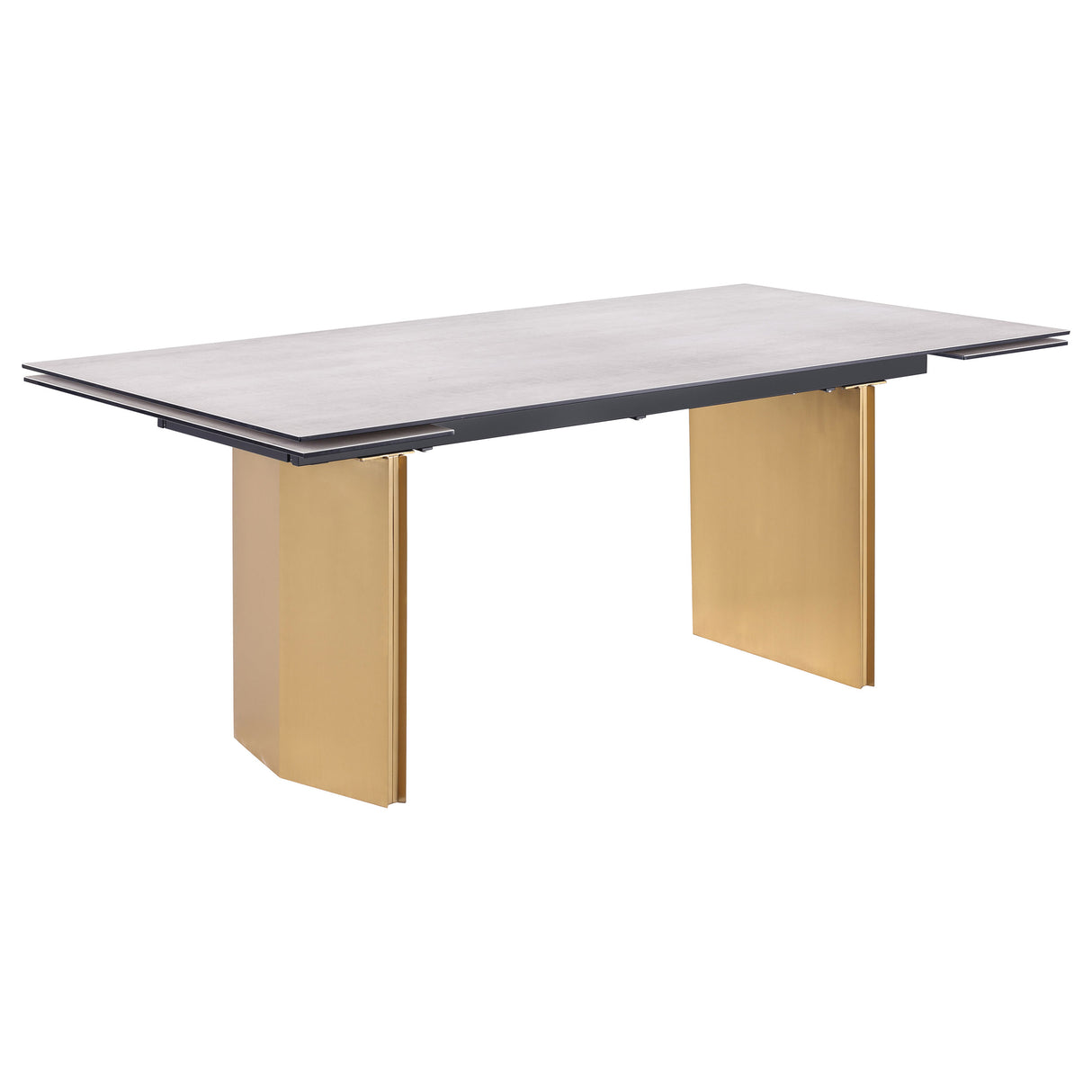 Vesa 97-Inch Glass Top Extension Dining Table, Beige