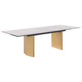 Vesa 97-Inch Glass Top Extension Dining Table, Beige
