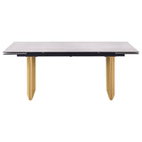 Vesa 97-Inch Glass Top Extension Dining Table, Beige