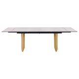 Vesa 97-Inch Glass Top Extension Dining Table, Beige