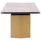 Vesa 97-Inch Glass Top Extension Dining Table, Beige