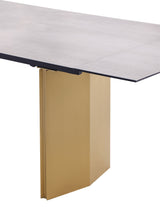 Vesa 97-Inch Glass Top Extension Dining Table, Beige