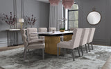 Vesa 97-Inch Glass Top Extension Dining Table, Beige
