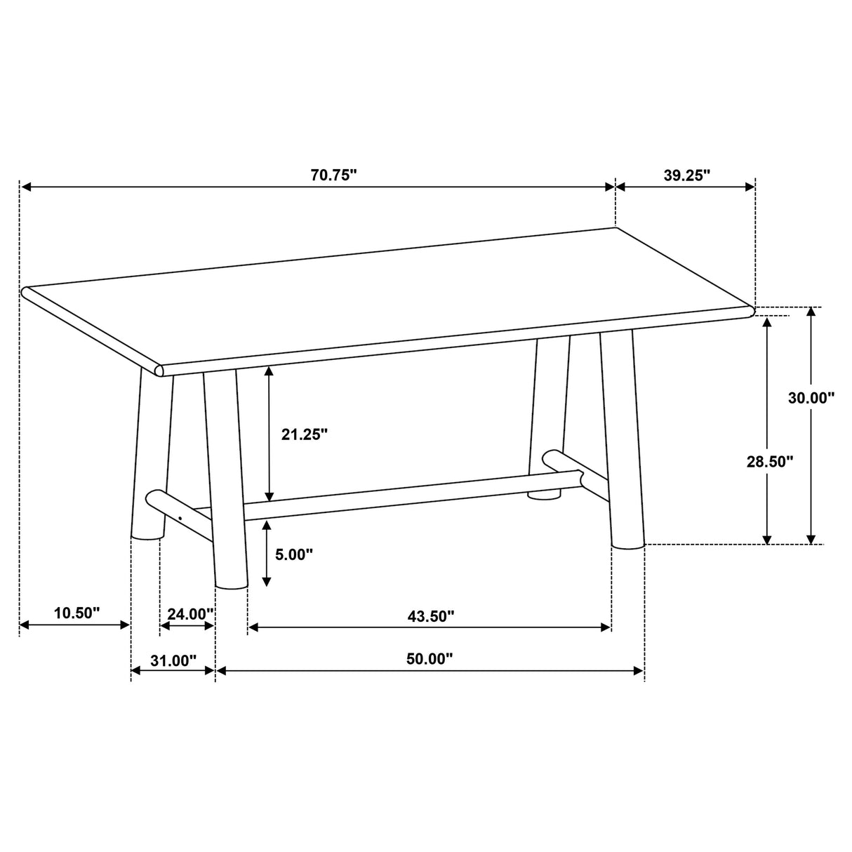 Duncan 7-Piece Rectangular Dining Set, Washed Oak