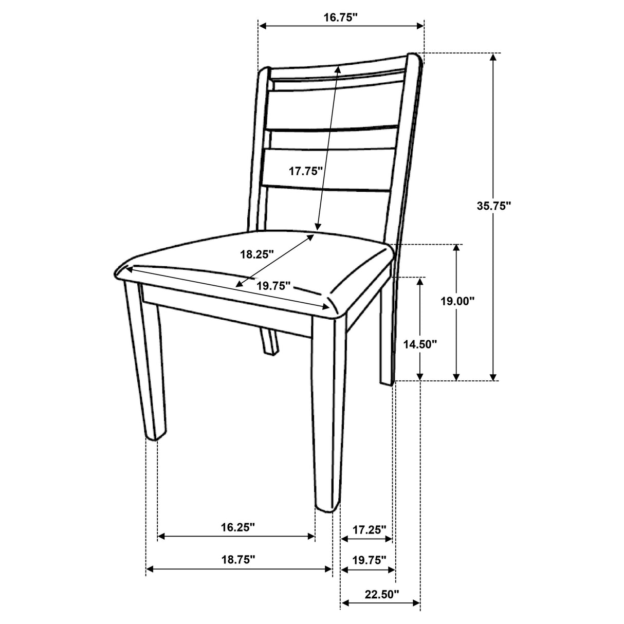 Duncan Ladder Back Dining Side Chair, Washed Oak (Set of 2)