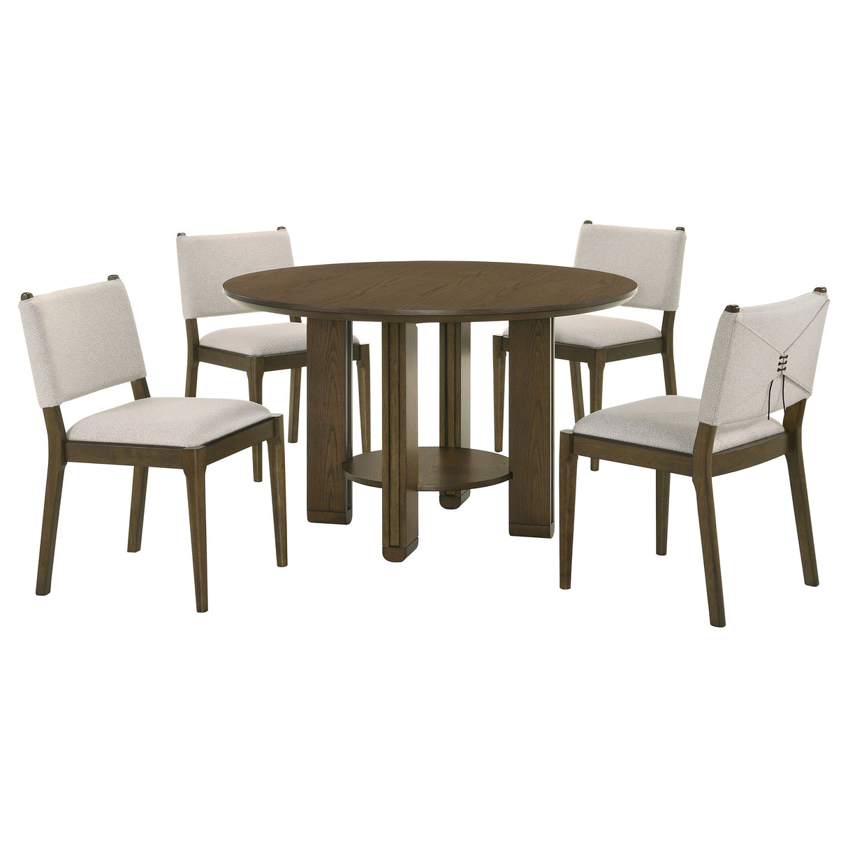 Ottowa 5-Piece Round Wood Dining Room Table Set, Brown