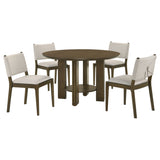 Ottowa 5-Piece Round Wood Dining Room Table Set, Brown