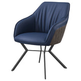 Mayer Upholstered Dining Arm Chair, Blue and Brown (Set of 2)
