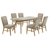 Croyden 7-Piece Dining Set, Weathered Natural with Grey Chairs