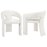 Carlow White Fabric Upholstered Dining Arm Chairs, Set of 2