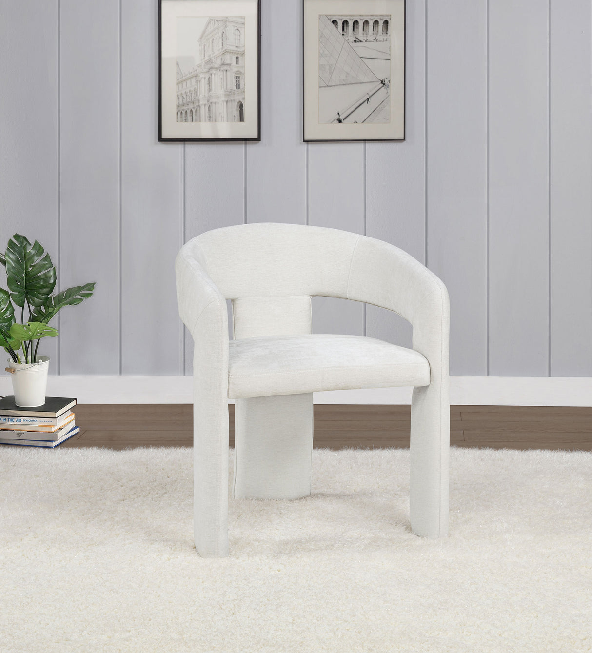 Carlow White Fabric Upholstered Dining Arm Chairs, Set of 2