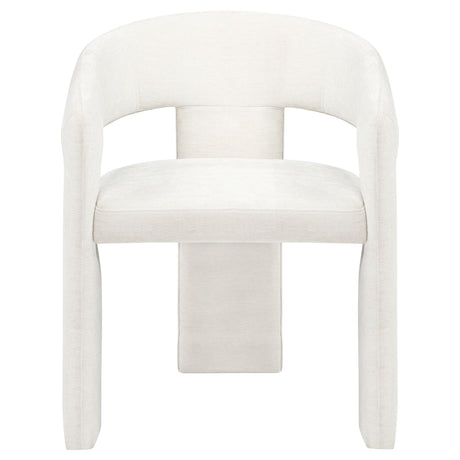 Carlow White Fabric Upholstered Dining Arm Chairs, Set of 2