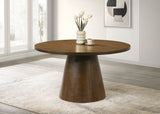Franklin 54-Inch Round Wood Pedestal Dining Table Dark Brown
