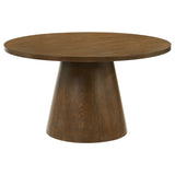 Franklin 54-Inch Round Wood Pedestal Dining Table Dark Brown