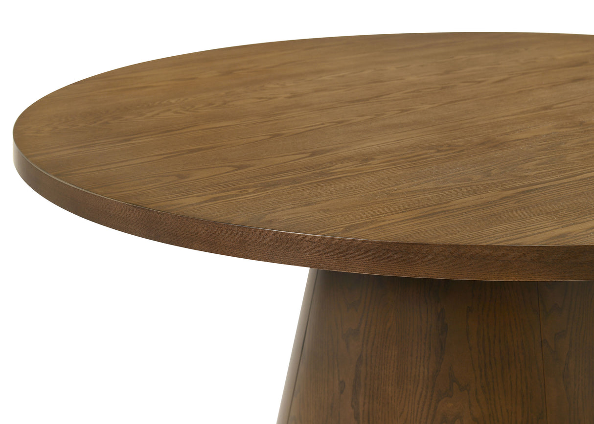 Franklin 54-Inch Round Wood Pedestal Dining Table Dark Brown
