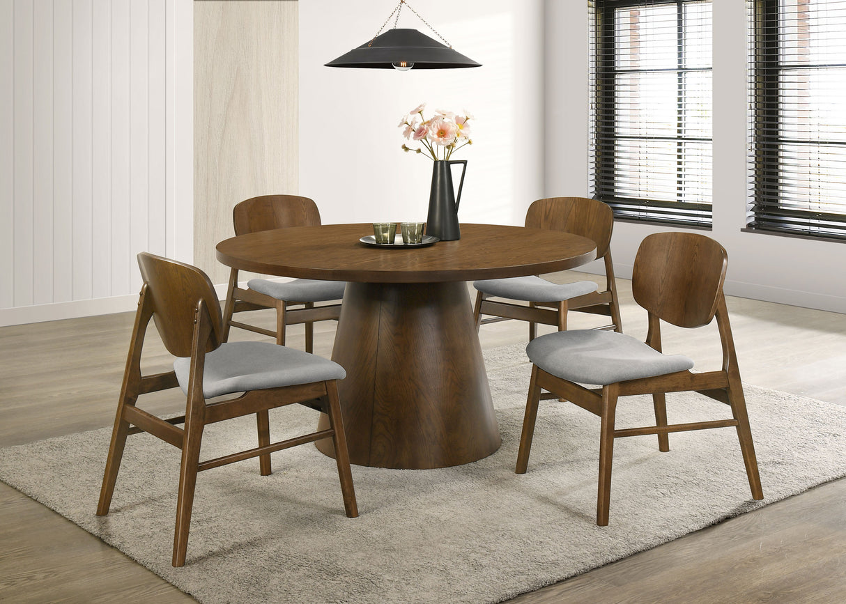 Franklin 54-Inch Round Wood Pedestal Dining Table Dark Brown