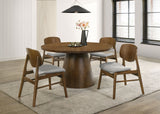Franklin 54-Inch Round Wood Pedestal Dining Table Dark Brown