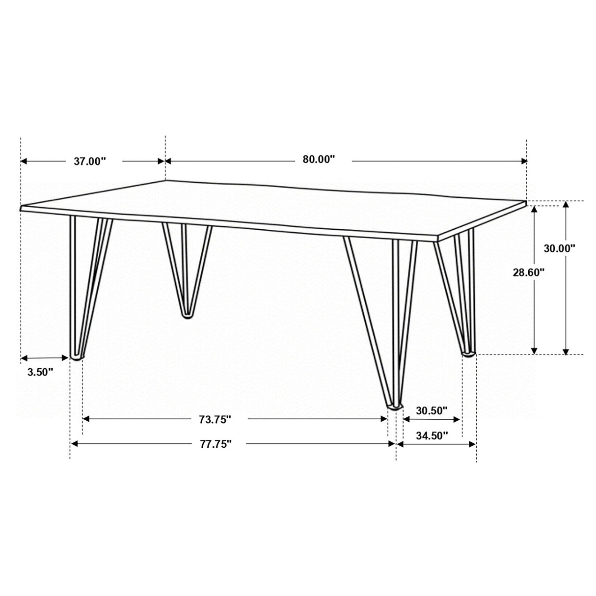 Neve 80-Inch Live Edge Dining Table Grey Sheesham
