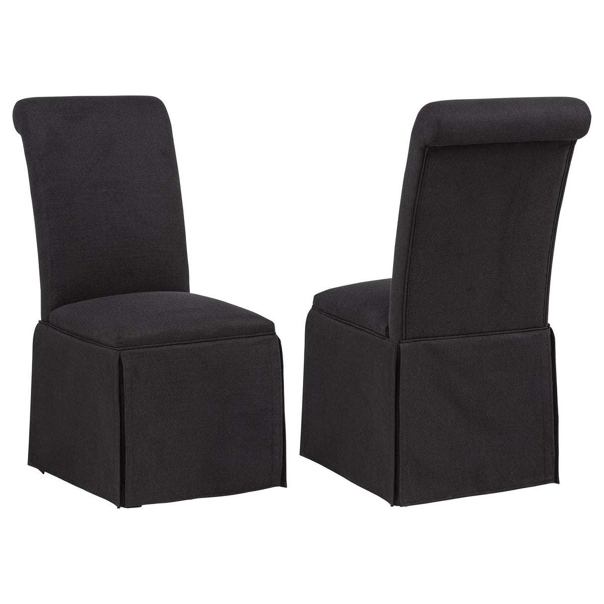 Shawna Upholstered Skirted Side Chair Black - Set of 2
