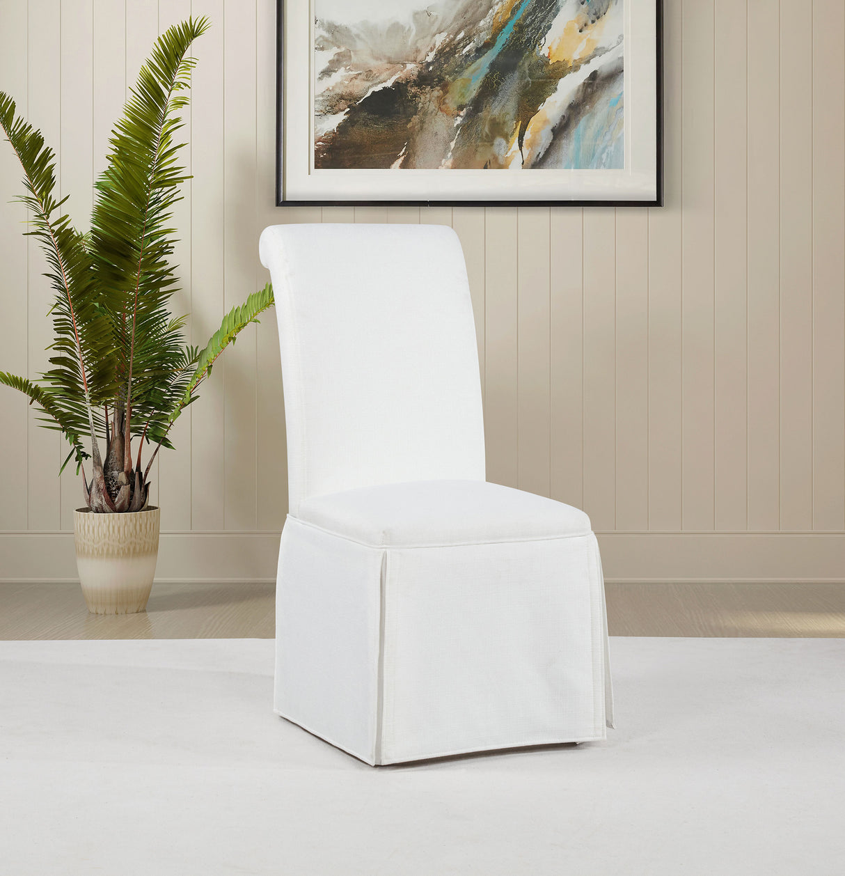 Shawna White Upholstered Skirted Side Chair, Set of 2