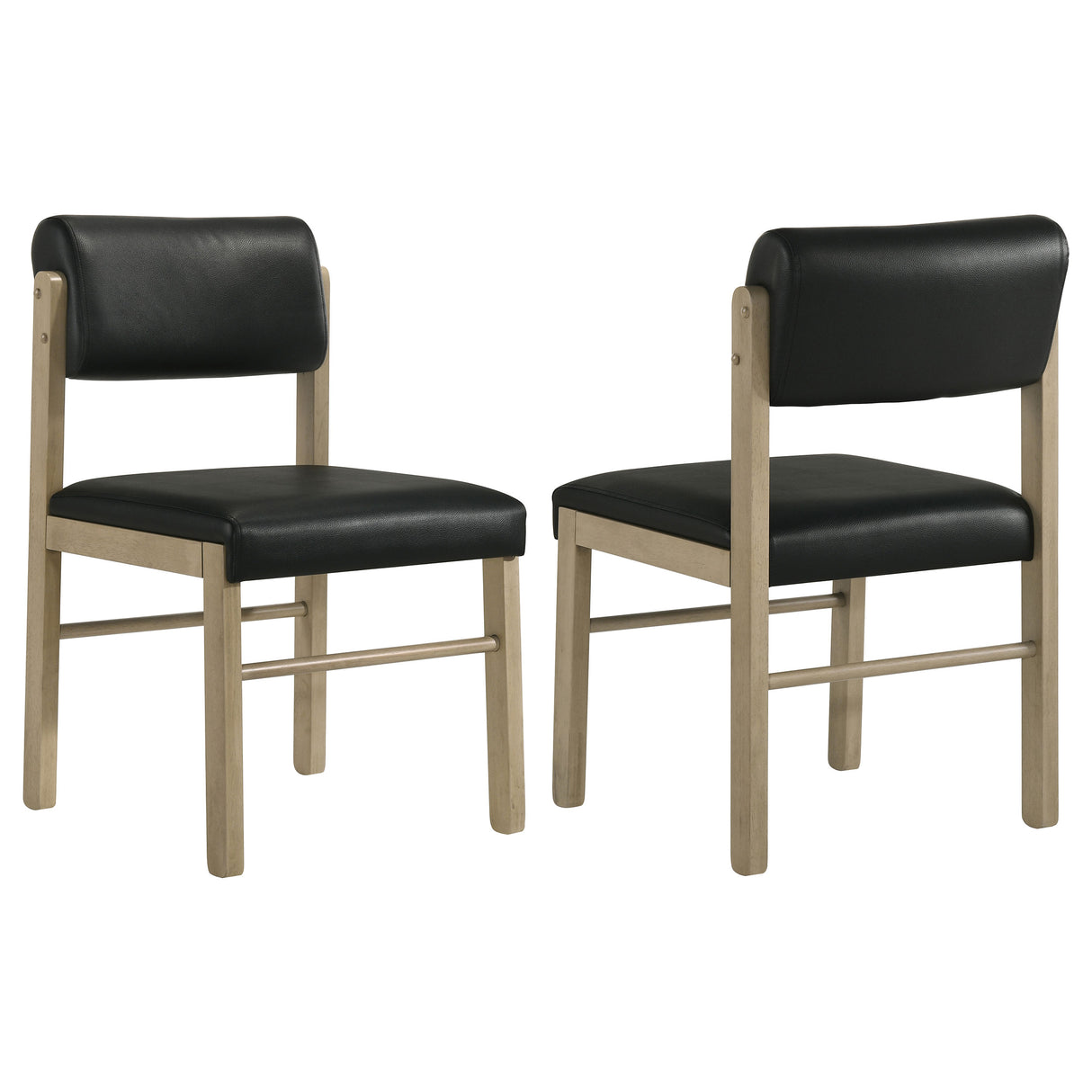 Kehoe Upholstered Dining Side Chair, Black and Natural Oak