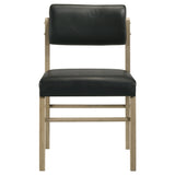 Kehoe Upholstered Dining Side Chair, Black and Natural Oak