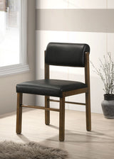 Kehoe Upholstered Dining Side Chair, Black/Walnut (Set of 2)