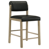 Kehoe Upholstered Counter Height Chair - Black and Natural Oak (Set of 2)