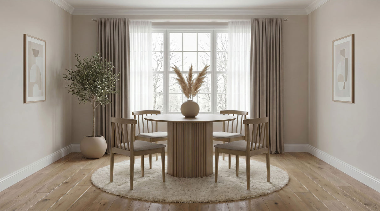 Hamlyn 47" Round Wood Dining Table in Natural Oak