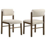 Kehoe Upholstered Dining Side Chair, Cream and Walnut (Set of 2)