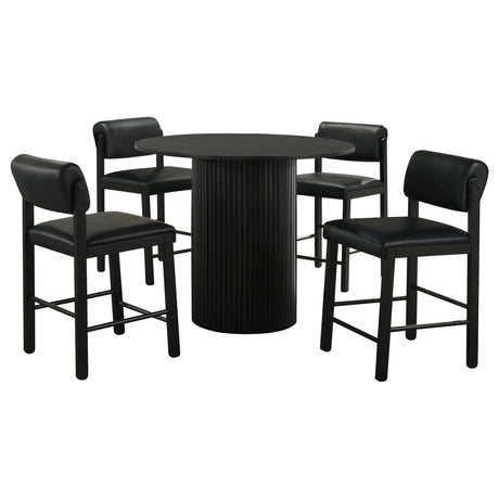 Hamlyn 5-Piece Round Counter Height Dining Set, Black