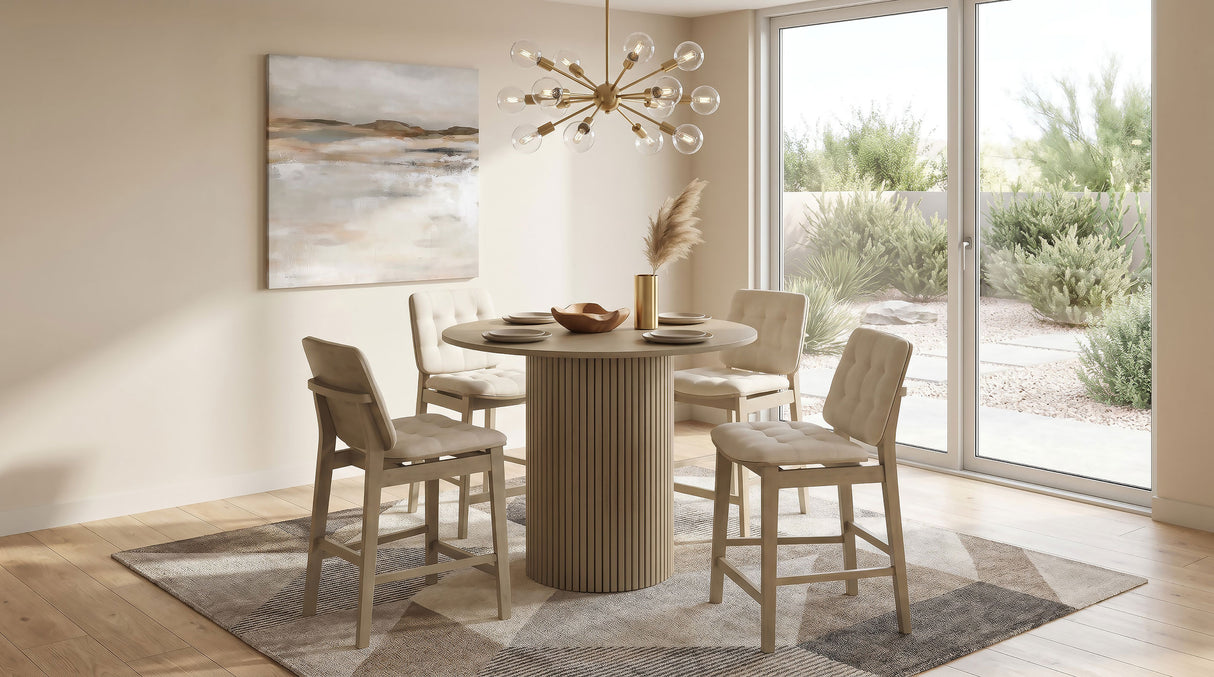 Hamlyn 43" Round Counter Height Dining Table, Natural Oak