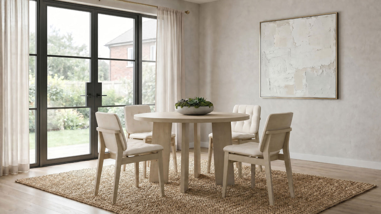 Strouse 47" Round Pedestal Dining Table, Natural Oak
