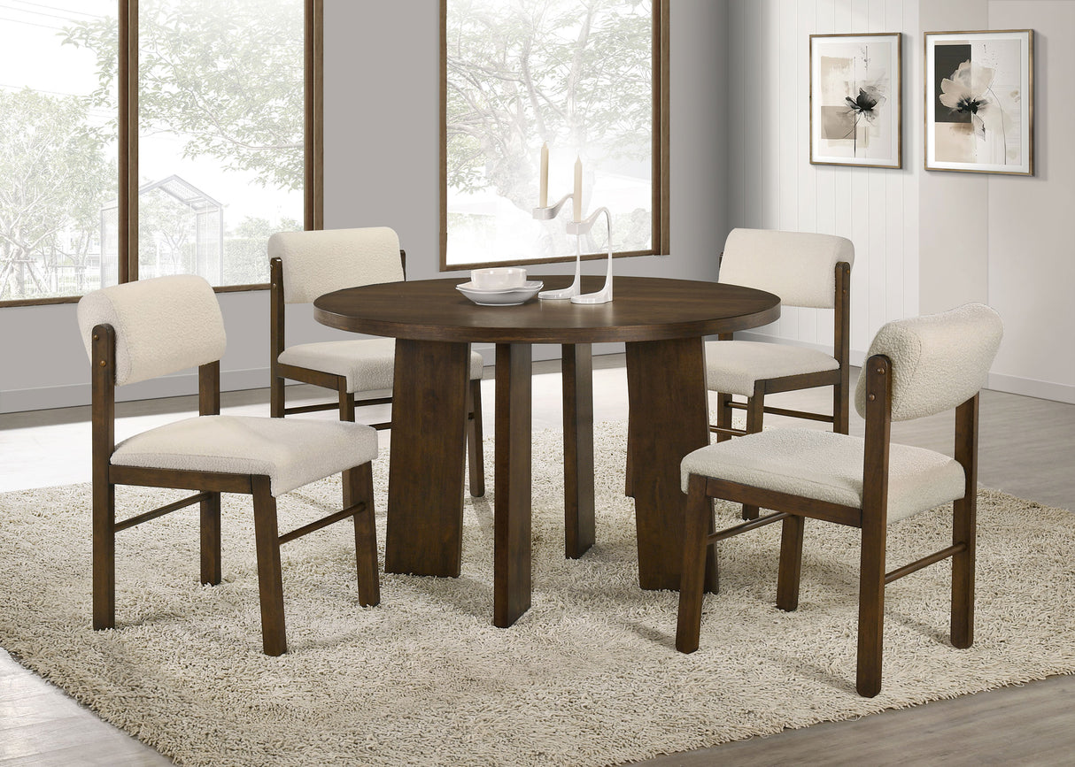 Strouse 5-Piece Dining Set, Walnut and Cream