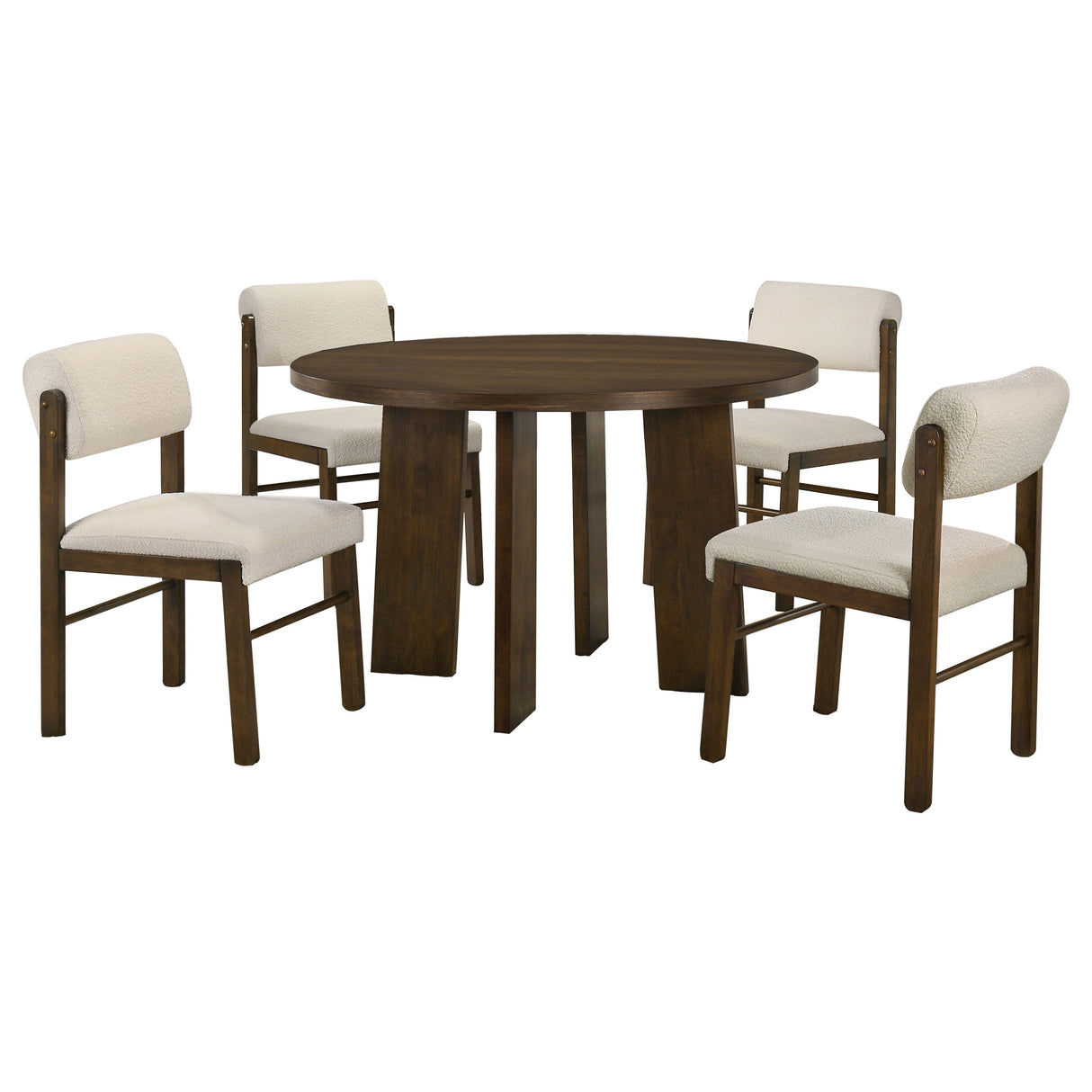 Strouse 5-Piece Dining Set, Walnut and Cream