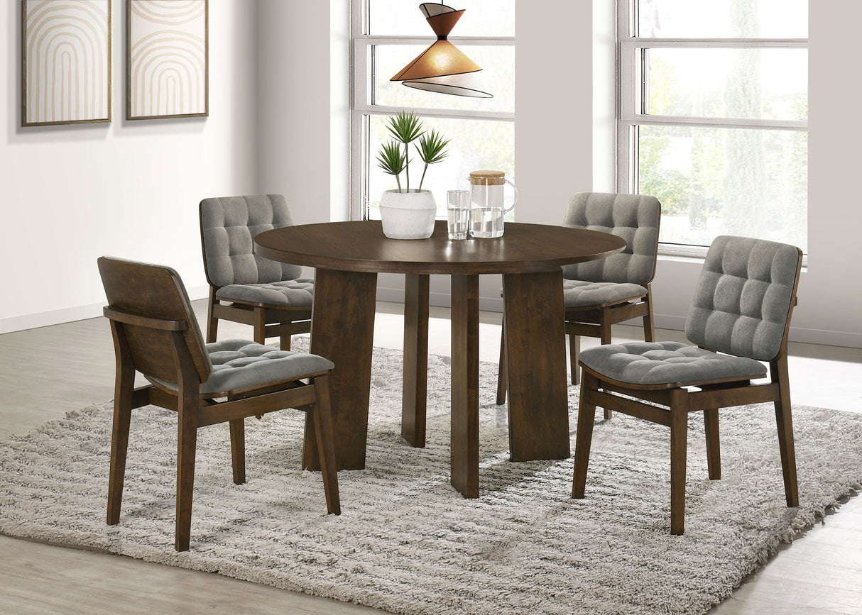 Strouse 5-Piece Dining Set, Walnut and Grey