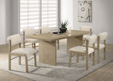 Decker 7-Piece 82-Inch Dining Set - Natural Oak & Cream